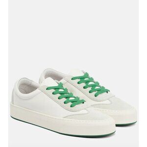 The Row Marley Suede Paneled Leather Sneakers Milk White Womens Size 35 5